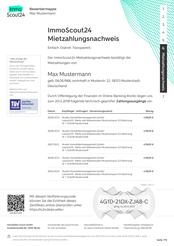 Mietzahlungsnachweis