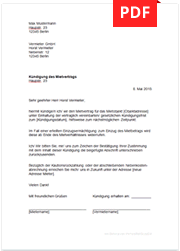 Musterbrief Kündigung